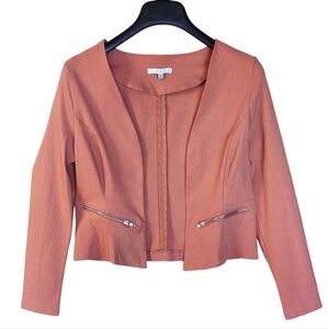 Crop Jacket Womens S. M. L. Rust Stretch Fitted Long Sleeve New zipper Detail